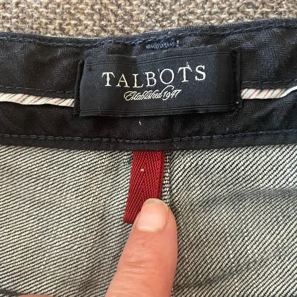 Talbots women's blue denim jeans sz 14 boot cut classic dark wash denim casual